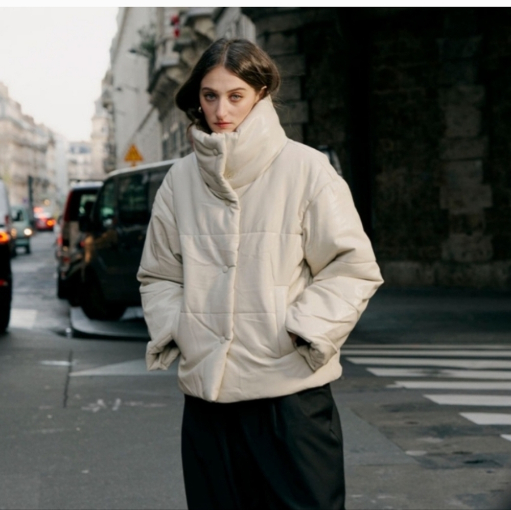 Stylish Cream Puffer Jacket